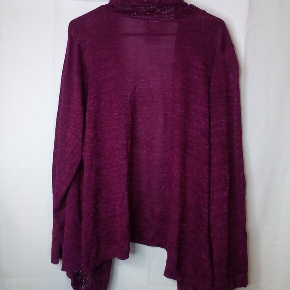 Jaclyn Smith Cardigan 3X Long Sleeve Open Front Lightweight Crochet Lace Purple - Picture 12 of 16